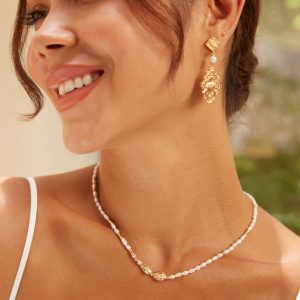 Luxurious Vintage Middle Eastern Style Sterling Silver Pearl Earrings