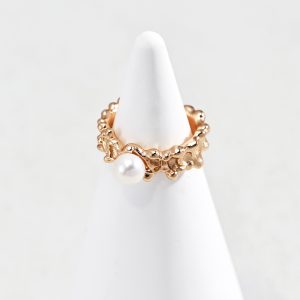 Ocean Wave Element Design Series Sterling Silver Pearl Ring