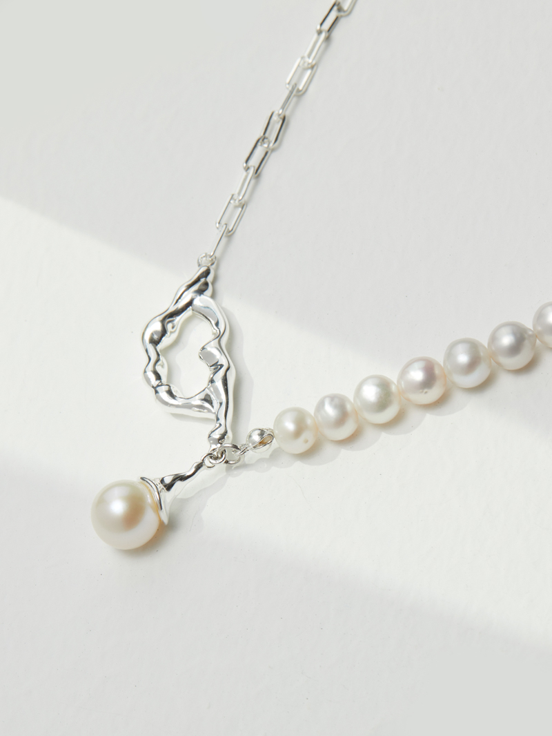 Pearl Reshape Collection Flawless Pearl Silver Necklace - Image 3