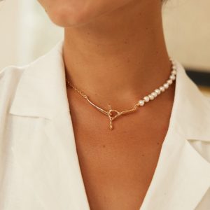 Natural Elements Sterling Silver Pearl Necklace