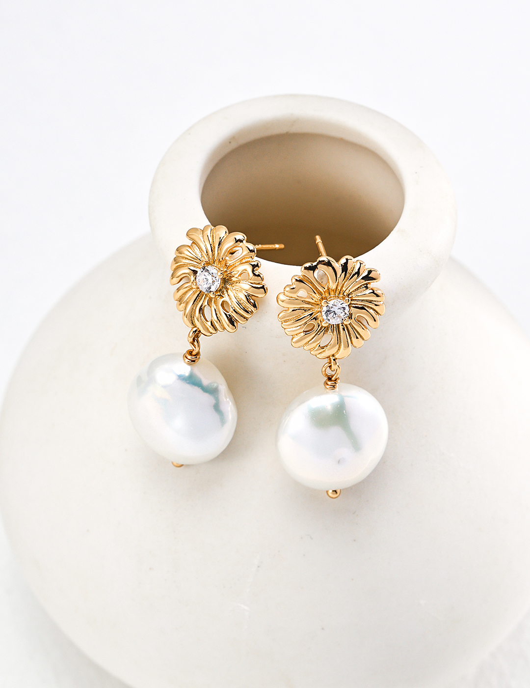 Classic Silver Pearl Earrings - Image 3