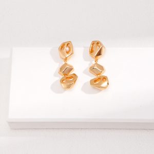 Sterling Silver Triple Polyhedron Pearl Earrings