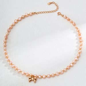 Bowtie Sterling Silver pearl Necklace