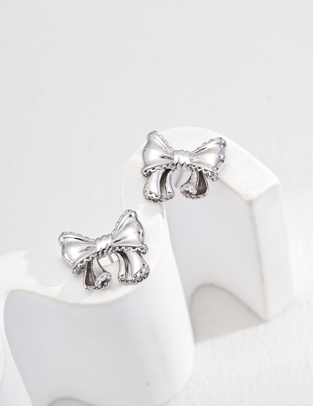 Bowtie Sterling Silver Vintage Earrings - Image 3