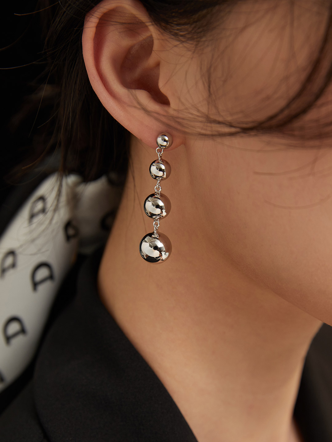 Gradient Sterling Silver Bead Earrings - Image 2