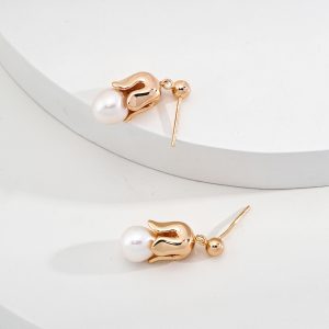 Floral Sterling Silver Pearl Earrings
