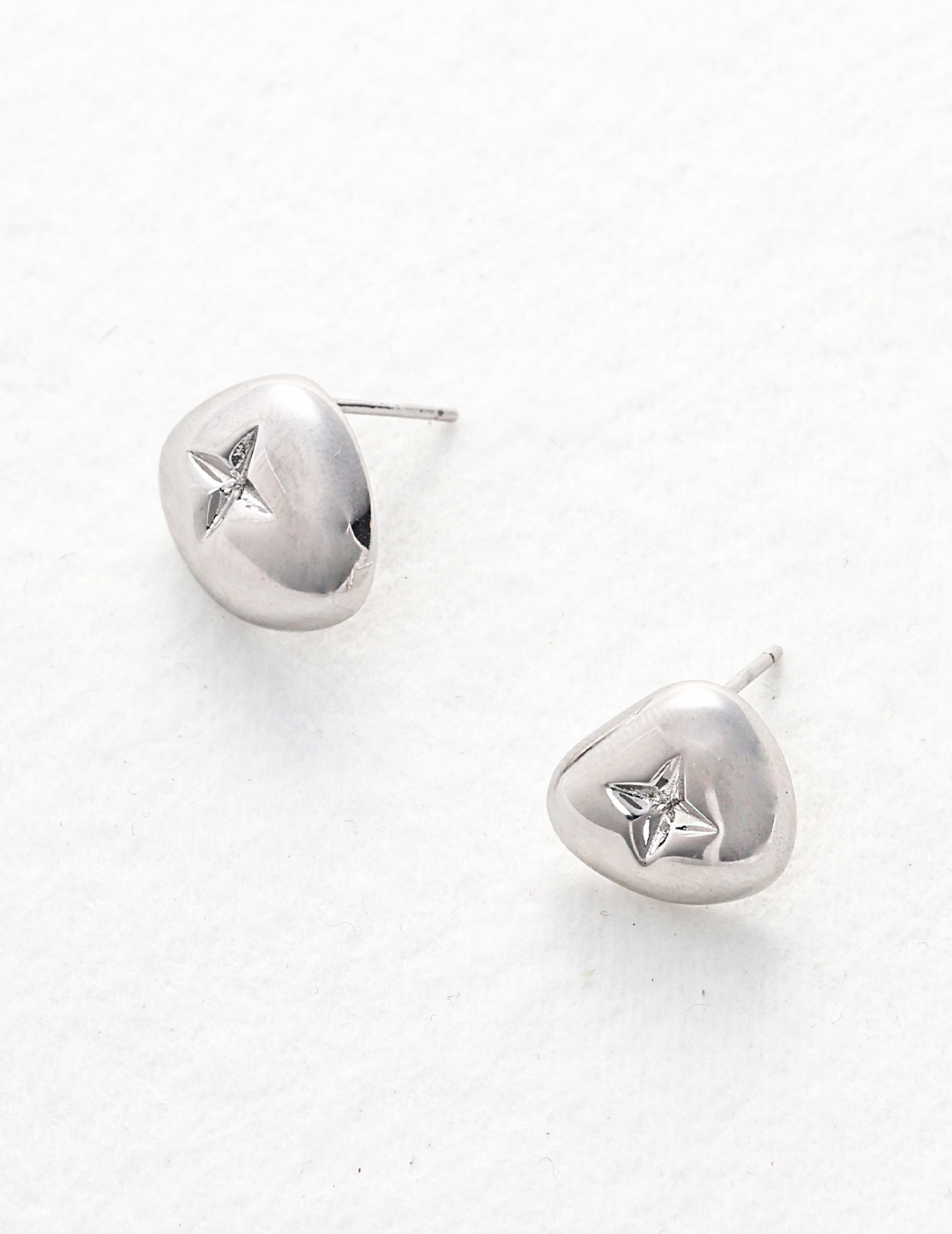 Sterling Silver Rounded Triangle Stud Earrings - Image 3