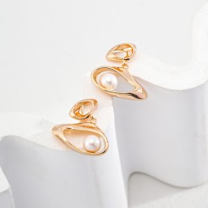 Figure-Eight Sterling Silver Pearl Earrings