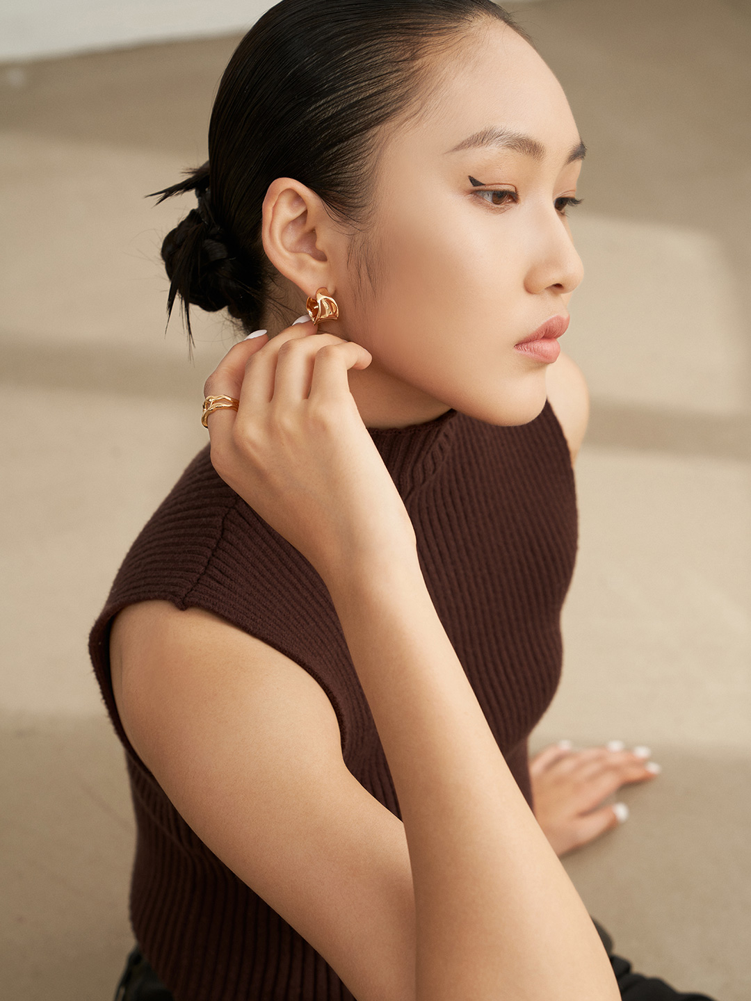 Sterling Silver Textured Earrings - Image 2