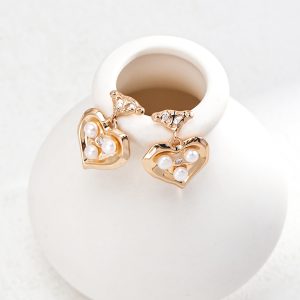 Hearts Sterling Silver Pearl Earrings