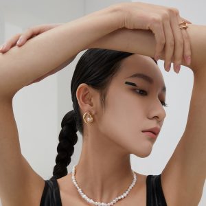 Asymmetrical Sterling Silver Pearl Earrings