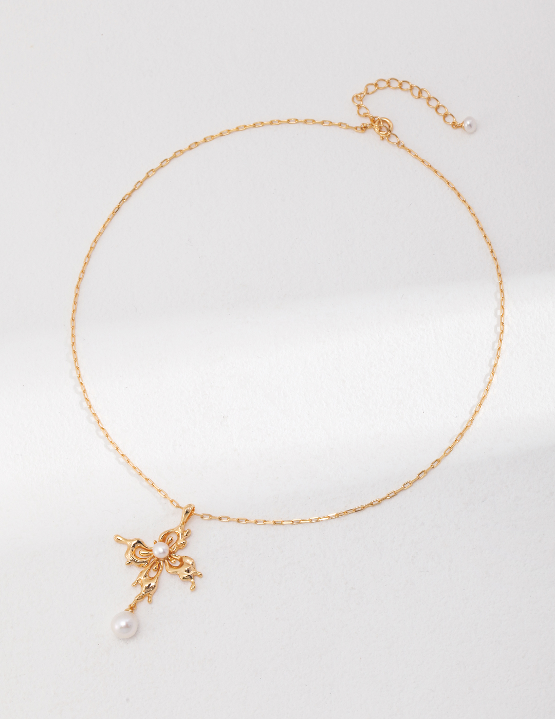 Butterfly Sterling Silver Pearl Necklace