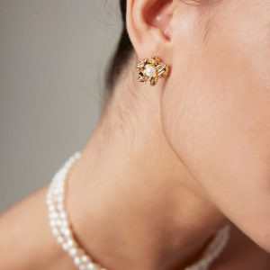 Sterling Silver Calyx Pearl Earrings