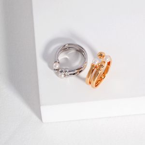 Double-Layer Sterling Silver Pearl Ring