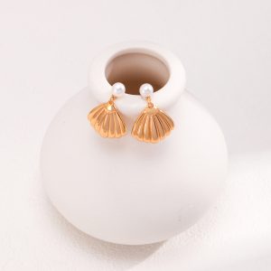 Shell-Inspired Sterling Silver Pearl Earrings