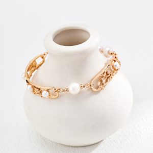 Artistic Silver Pearl Bracelet