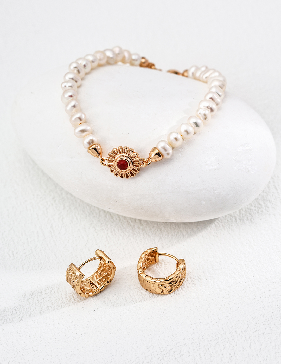 Textured Chunky Huggie Hoop Earrings - Image 4