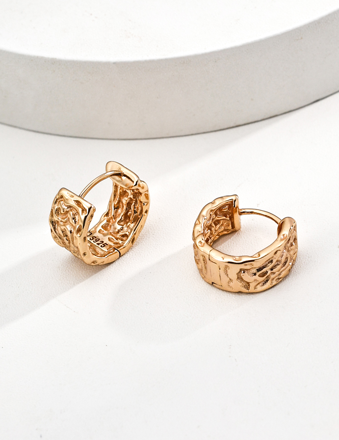 Textured Chunky Huggie Hoop Earrings