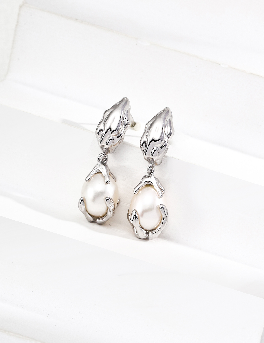 Organic Pearl Drop Earrings - Image 2