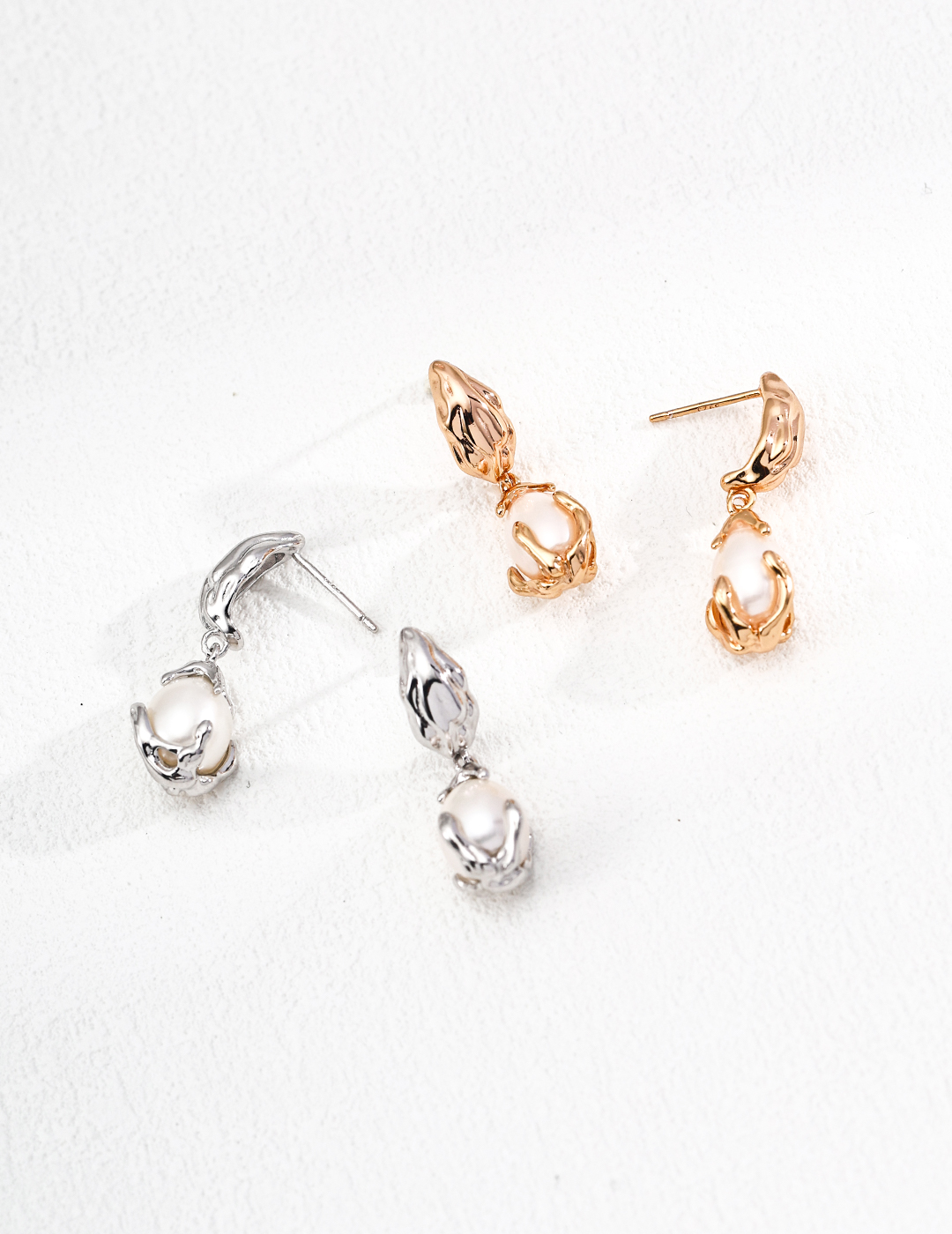 Organic Pearl Drop Earrings - Image 3