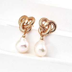 Serpent Knot Pearl Drop Earrings