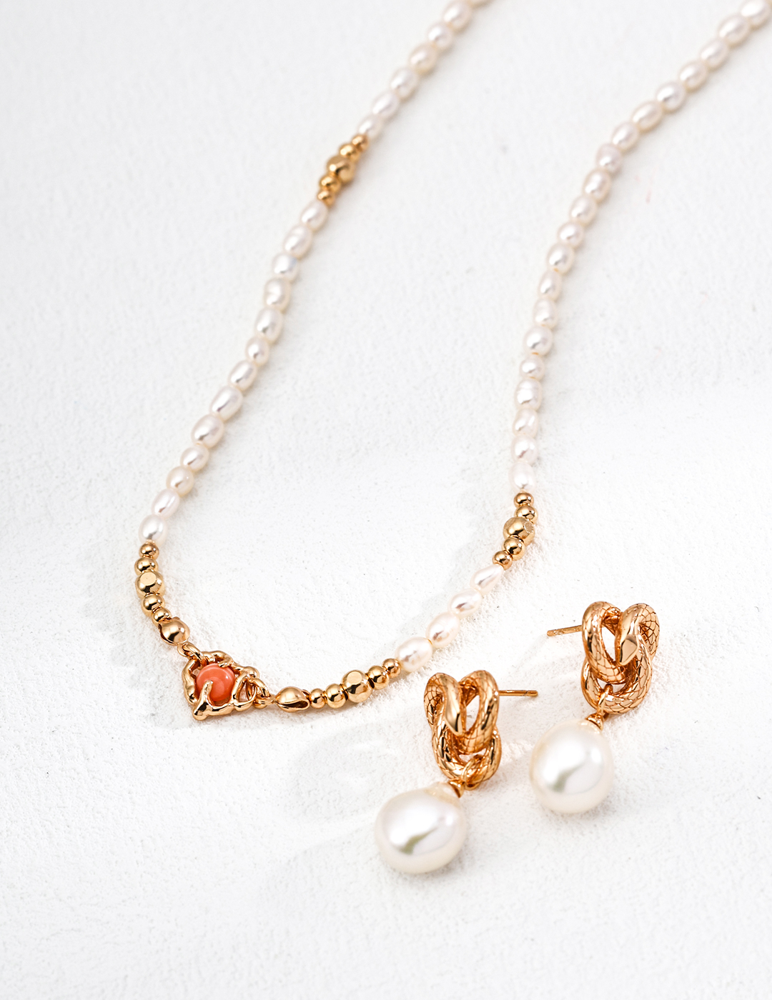 Serpent Knot Pearl Drop Earrings - Image 4