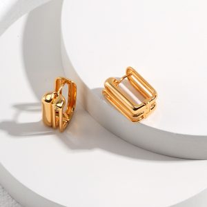 Geo-Luxe Rectangle Huggie Earrings