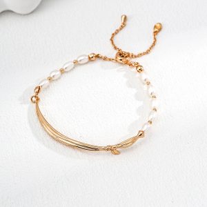 Freshwater Pearl & Bamboo Knot Adjustable Bracelet