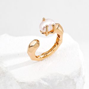Modern Baroque Pearl Open Ring