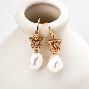 Floral Baroque Pearl Drop Earrings